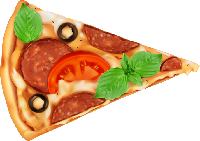 Realistic pizza slice 3d icon